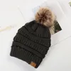 New Year's Gift 10 Designs Casual Party Favor CC Mark Adult Winter Warm Hat Women Soft Stretch Cable Knitted Pom Beanie Girl Ski Christmas