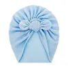 INS NEW 14 Colors Fashion Pure Color Baby Beanie Cap Bow Knot Hair accessories Cap Infant Turban Hats