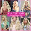 Allove 28 32 Polegada peruano em linha reta cabelo humano perucas dianteiras do laço 613 cor loira brasileiro kinky encaracolado corpo profundo solto para women4889096