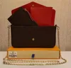3pcs مجموعة النساء الكلاسيكية حقائب الأزياء الفاخرة مصمم حقيبة يد Pochette Felicie حقيبة حقيقية حقيبة يد جلدية الكتف حقيبة يد الكتف