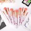 10st / set makeup penslar uppsättning marbling färgmönster makeupbrush professionell ögonskugga blush make up borste kit