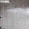 Foheel Square 16 polegada 40 cm * 40 cm chuveiro chuveiro cabeça de aço inoxidável cromo banheiro quadrado chuveiro chuveiro cabeça 210724