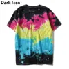 Colortone Tie Dye Crew Neck Hipster T-shirt Kortärmad Sommar Casual Tshirt Men Tee Shirts Man Kläder 210603
