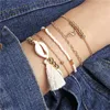 Очаровательные браслеты богемные ракушки Diy, предназначенные для женщин, девочки золотая сеть кисточка мода, браслет дружбы, ювелирные украшения