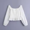 Dames Borduurwerk Blouse Zomer Mode Holle Kant Shirt Moderne Dame Slash Neck Pullover Top 210602