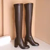 Bottes SARAIRIS grande taille 33-43 femmes sur le genou bout rond gros talons hauts cuisse mince concis élégant femme chaussures