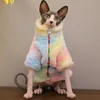 Trajes de gato Sphynx Kat Kleding Winter Warm Plus Fluwelen Dikke Jas Voor Sphinx Kitten Hoge Kraag Rits Sphinksu