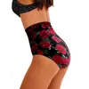 Women's Swimwear Pure Color Flower Printing High Waist Buttocks Elasticity Waterproof And Quick-drying Fabric Swimming Trunks Wholesale