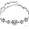 jewelry 925 sterling silver plated bracelets purple crystal heart bracelets lovely for women hot fashion