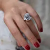 OEVAS 100% S925 plata esterlina lujo cuadrado rosa amarillo blanco alto carbono diamante anillos de boda para mujeres fiesta joyería fina