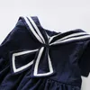 Summer 3-10 11 12 Years Teenage Children Sailor Collar Blue White Military Baby Kids Navy Style Sleeveless Dress For Girls 210625