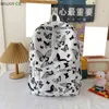 Mulheres Cão Butterfly Pena Impressão Mochilas Casuais Meninas Saco de High School Grande Capacidade Mochila Multi-PocketsTravel Saco Y1105