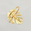 NEWGold Silver Leaf Napkin Rings Wedding Table Decor Napkins Buckle Festival Banquet Coffee Desktop Decoration Towel Ring LLB10086