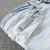 Moda Streetwear Mężczyźni Dżinsy Retro Light Blue Elastyczne Slim Fit Ripped Denim Punk Spodnie Patchwork Designer Hip Hop Długie Spodnie