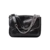 MIRROR TOP Quality Genuine Leather Fashion Shoulder Messenger Bag Metal Chain Irregular Line Mezzanine Large Capacity Comfortable Handbag Wallet