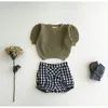 Sommer Mädchen Gestrickte Baumwolle T-shirt für Kinder Klassische Kleinkind Mädchen Strickjacke Tops Ins Mode Baby Kleidung 210529