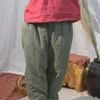 Johnature Autunno Inverno Figura intera Retro Elastico in vita Pantaloni Harem in lino di cotone Pantaloni larghi da donna comodi Pantaloni caldi 210521