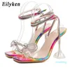 Eilyken femmes gladiateur sandales chaussures Sexy blanc chaîne perle talons hauts sandales été robe de soirée chaussures boucles pompes taille 42 2021