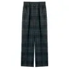 Qooth Plaid Pants 레트로 모든 일치 스프링 바지 느슨한 및 얇은 바닥 캐주얼 스트레이트 바지 여성 긴 바지 Qt522 210518