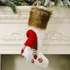 Christmas Stocking met schattige 3D Pluche Zweedse Gnome voor Open haard Opknoping Xmas Decorations Party Decor 17 "XBJK2108