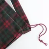 Gift Wrap Red and Black Plaid Present Bag with Drawstring Christmas Santa Sack Xmas Cotton Stocking Bags Party Supplies for Favors Candies