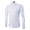 Hombres Camisa de Estilo Britnico Negocios Manga Larga Hombre Slim Fit Casual Camisas Los Ropa Blanco Negro Vino 210809