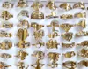 100 teile / los Laserschneiden Ringe für Frauen Stile Mix Gold Edelstahl Charm Ring Mädchen Geburtstagsfeierbevorzugung Weiblich Schöne Je307Q