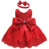 新生児の赤ちゃんの幼児の王女のドレス3 6 9 18ヶ月1 2年の女の子パーティー服赤ちゃん1st誕生日Vestidos衣装セットG1129