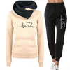 Mode Femmes Survêtement Hiver 2 Pièce Ensemble Pull À Capuche Sportspant Sweat Pantalon Costume Femme À Capuche Ensemble Chandal Mujer 211126