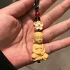 Boxwood Maitreya Buddha tysiąca rękojeść z kluczem do łańcucha samochodowego wisiorka