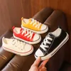 Çocuklar Rahat Tuval Kız Erkek Çocuk Kumaş Okul Ayakkabı Moda Şeker Renk Sneakers Bahar Sonbahar Dışarıda Seyahat Düz Ayakkabı 211022