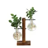 Terrarium hydroponic roślina wazony vintage kwiat doniczka przezroczysta waza drewniana rama szklana blat rośliny dom bonsai wystrój 510 r2