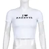 T-shirt estive con stampa di lettere per ragazze con manica corta femminile Kawaii Y2k Crop Top donna casual maglietta bianca Basic 210415