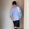 シックな空青ビンテージシャツスタイリッシュな優雅なオフィスの女性レトロな秋の短い普通のすべてのマッチブラウス210421