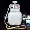 Bling Diamond Chain Perfume Bottle Cases For Samsung S10 S9 S20 S21 Plus Ultra Note10 20 Lite Pro Rex Rabbit Fur Hair Sleeve Plush with Crossbody Neck Strap Lanyard Case