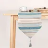 Topfinel 테이블 주자 다채로운 줄무늬가있는 Tassels Chenille Canvas 패브릭 결혼식 식탁보 야외 가정 장식. 211117.