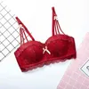 women bra lace rimless bra Small chest half cup Butterfly-knotted underwear Comfortable and breathable lingerie femme 211217