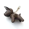 2022 Keychain Bulldog nyckelkedja Brown Flower Leather Men Kvinnor Handväskor Väskor Bagage Tillbehör Älskare Bil Pendant 7 Färger med ruta 12x13x5cm #Dog-05