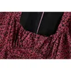 Элегантные женщины розовые леопардовые платья мода дамы квадратный воротник винтажные женские драпированные мини девушки шики 210427
