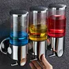 Liquid Soap Dispenser Wall Mounted Shower Gel Dispensers Shampoo Container Pump Double Hand Bathroom Soap Bottle Kitchen Tools 211130