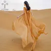 Yosimiの床の長さの長い女性のドレスエレガントな夏のVネックノースリーブホワイトシフォンパーティーナイトバックレスセクシーなドレス210604