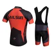 Racing Sets Sail Sun Red Men Bike Jersey eller Cykla Bib Shorts Pro MTB Kläder Svart Sommar Man Team Ropa Cykel Top Slitage Snabbtork