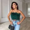 2022 Fashion Women Sexy Furry Tops Camis Women Casual Tank Tops Vest Sleeveless with Real Ostrich Feather Bro Tunic 220207