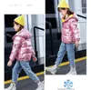 Novas crianças jaqueta de inverno casaco para crianças menina prata ouro meninos casual casacos com capuz roupas do bebê outwear criança rosa luz parka jack5895526