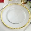 Yemekler Plakalar 16 adet Set El Beraberlik Altın Jant Şeffaf Cam Şarj Plakası Dekoratif Düğün Yemeği Parti Ev Yuvarlak Sofra Bulaşık Gösterisi