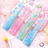 Bookmark Kawaii Cat Cherry Blossoms Bookmarks 15cm Ruler Glitter Quicksand Book Mark For Kids Gift School Office Supplies Stationery