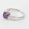 Anneau d'améthyste violet pour femmes Sier Band 60 mm Crystal Engagement Design Février Bijoux de naissance R016 CLUSTER RINGS3212852