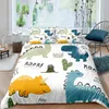 Sängkläder uppsättning Duvet Cover Barnlig Dinosaur Tecknad tryckta sovrum kläder för barn med örngott Double Single Size Commerter 210615