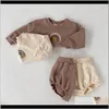 Ensembles bébé, livraison directe de maternité 2021 bébé garçons et filles vêtements enfants décontractés à manches longues arc-en-ciel pull sweat-shirt hauts + shorts enfant