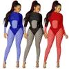 Vrouwen patchwork print bodycon rompertjes mode trend lange mouwen slanke lingerie een stuk jumpsuits ontwerper vrouwelijke hoge taille casual bodysuits